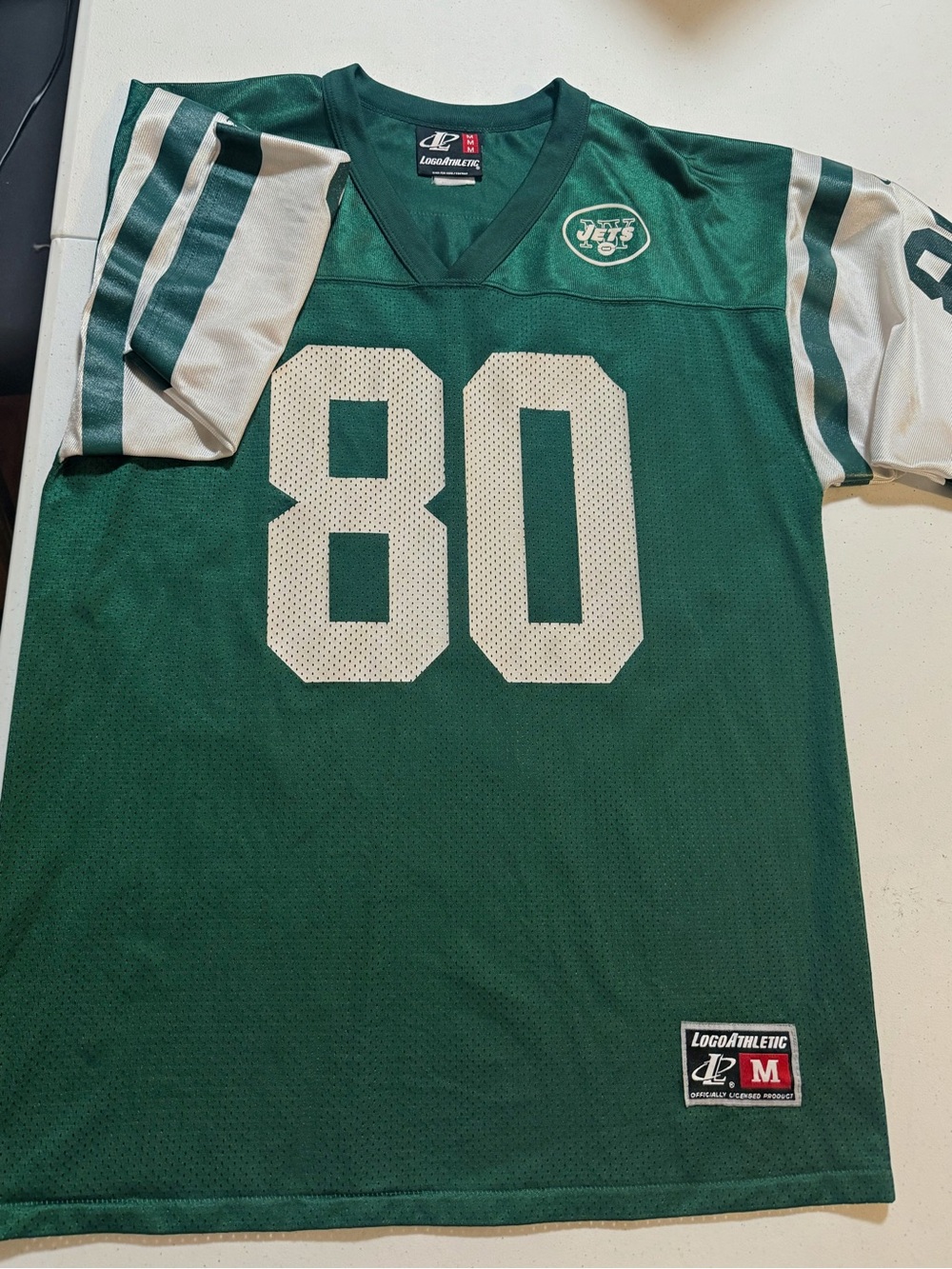 Logo Jets Green Mesh Football Jersey Patch with number 80 Chrebet